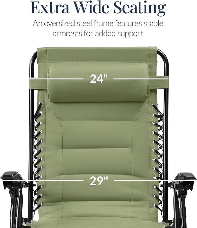 Best Choice Products Oversized Padded Zero Gravity Chair, Folding Outdoor Patio Recliner - Photo 3
