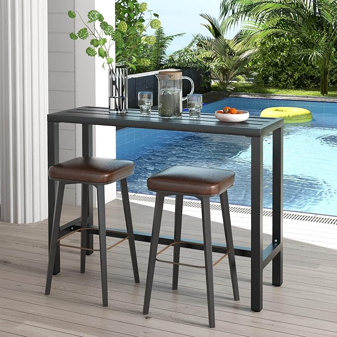 COSTWAY Outdoor Bar Table 48-inch Wide - Photo 9