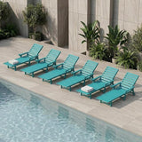 5-Position Adjustable Lounge Chair Outdoor Set of 6, HDPE Outdoor Chaise Lounge with Cup Holder & Wheels - Photo 1