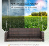 5FT Wicker Porch Swing for 3 Person, 1000lb Capacity Outdoor Hanging Bench with 3 Removable Cushions - Photo 5
