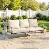 Outsunny Outdoor Patio Couch, 3 Seater Outdoor Sofa with Wood-Effect Armrests and Wicker Backrest, Outdoor Patio - Photo 7