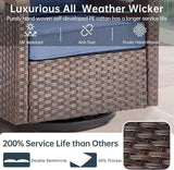 Luxury Outdoor Swivel Rocker Patio Chairs with 2 Ottomans - 4 Piece Heavy Duty Furniture Set All Weather Wicker - Photo 5