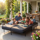 BULEXYARD 51.2" Double Chaise Lounge Outdoor, 2-Person PE Wicker Patio Daybed with Dual 5-Position Adjustable Backrest - Photo 4