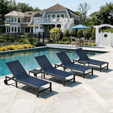PURPLE LEAF Outdoor Chaise Lounge Chairs Set Recliner Adjustable Chair with Wheels and Table for Poolside Beach Patio - Photo 1