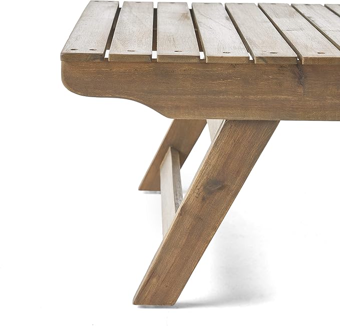 Christopher Knight Home Kailee Outdoor Wooden Coffee Table, Gray Finish - Photo 6