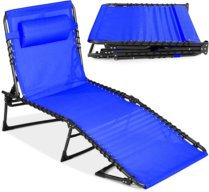 Best Choice Products Patio Chaise Lounge Chair, Portable Outdoor Folding Recliner for Lawn, w/ 8 Positions, Handles - Photo 1