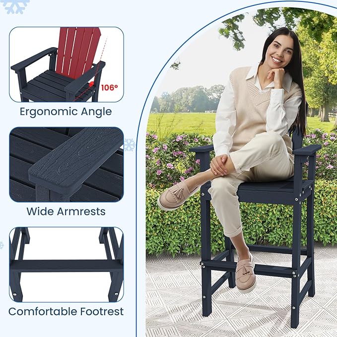 ORALNER Tall Adirondack Chairs, Set of 2 Outdoor High Back Balcony Chair - Photo 5