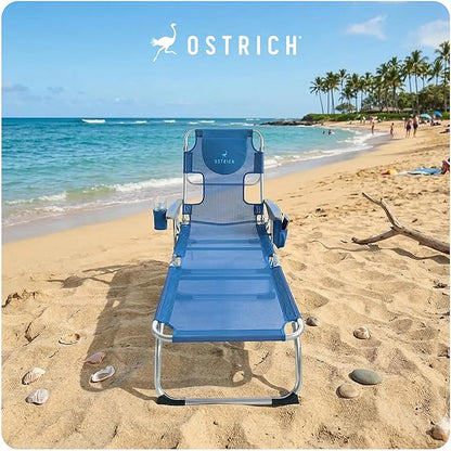 Ostrich the Margate Chaise Lounge, Facedown Pool Tanning Chair, Portable Outdoor Lounger for Beach and Camping, Breathable Mesh Fabric, Blue