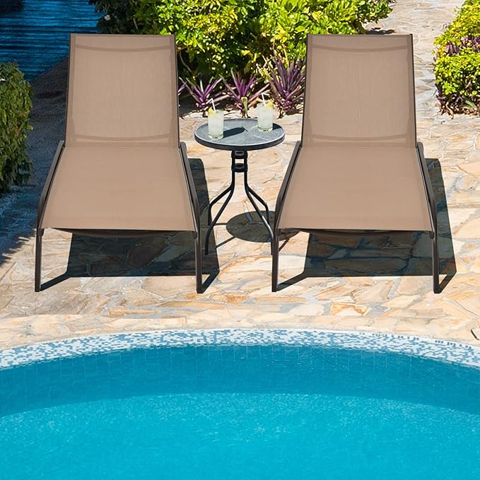 COSTWAY Chaise Lounge Chair Outdoor with Wheels, 6-Position Adjustable Tanning Chair with Stable Aluminum Frame - Photo 4
