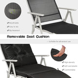 Giantex Chaise Lounge Chair for Outside, Pool Folding Reclining Beach Chair W/Removable Cushion&Headrest Pillow - Photo 4