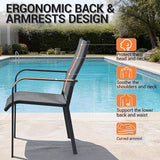 Patio Chairs Set of 8, Outdoor Dining Chairs High Back, All-Weather Padded Textilene Chair for Lawn Porch Garden - Photo 7