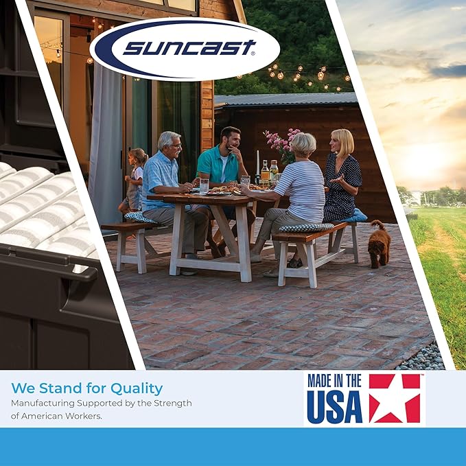 Suncast Outdoor Patio Adirondack Chair with 8 Gallons of Under-Seat Storage, Stylish Faux Wood Outdoor Storage Chair, Dove Gra
