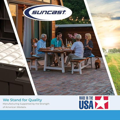 Suncast Outdoor Patio Adirondack Chair with 8 Gallons of Under-Seat Storage, Stylish Faux Wood Outdoor Storage Chair, Dove Gray/Ice Cube, Made in The USA