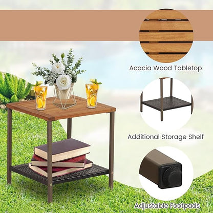 HAPPYGRILL 3-Piece PE Rattan Outdoor Rocking Chair Set with Coffee Table, Gentle & Smooth Rocking, Soft Seat Cushions, Ergonomic Design, Relaxing & Dining Conversation Set