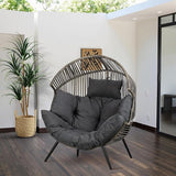 JAMFLY Wicker Egg Chair - Rattan Patio Chair with Cushion, Indoor-Outdoor Lounge Egg Basket Seat for Living Room - Photo 1