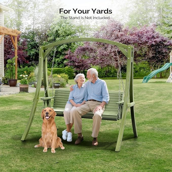 VINGLI 5FT Porch Swing Frame, 1000LBS Heavy Duty A-Frame Wooden Porch Swing Stand with Curved Arc Top - Photo 8