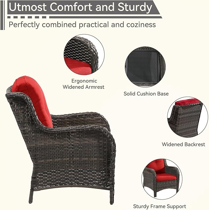 5 Piece Patio Furniture Set, 2-Seater Loveseat, 2 Chairs and 2 Side Tables - Photo 4