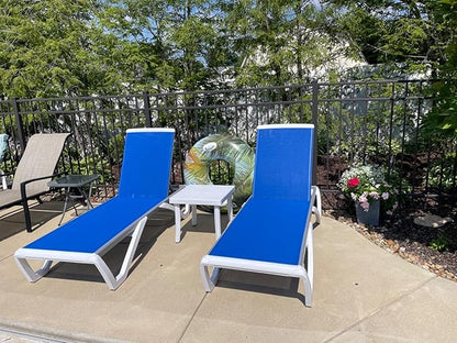 Domi Chaise Lounge Outdoor, Patio Lounge Chair with Aluminum Frame, All Weather Pool Lounge Chair for Deck Lawn Backyard, Blue, Set of 2