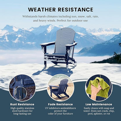 WO WESTIN OUTDOOR HDPE Laguna Outdoor Folding Poly Adirondack Chair, Navy Blue