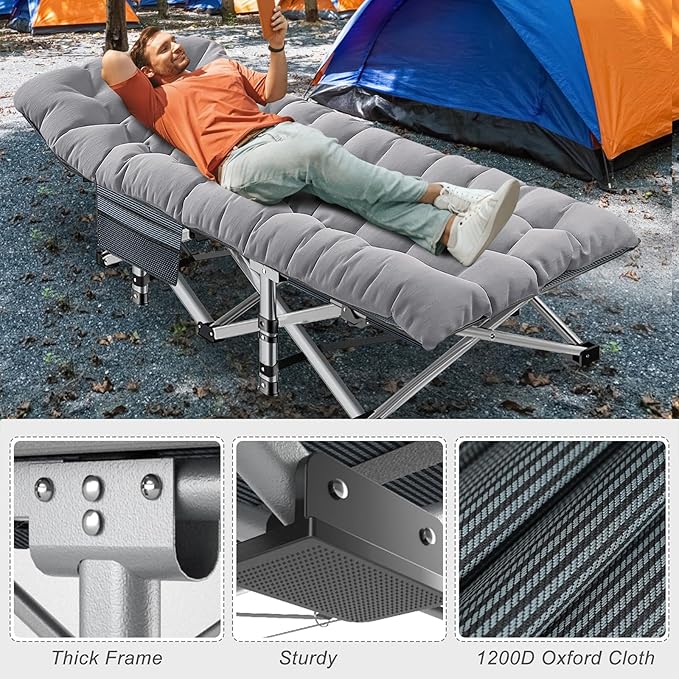 H&ZT Adults Patio Chaise with Mattress, Outdoors Portable Bed Frame for Adults - Photo 4