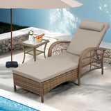 Outdoor Chaise Lounge Chair with Side Table, All Weather PE Rattan Patio Lounge Chair with Cushion - Photo 1