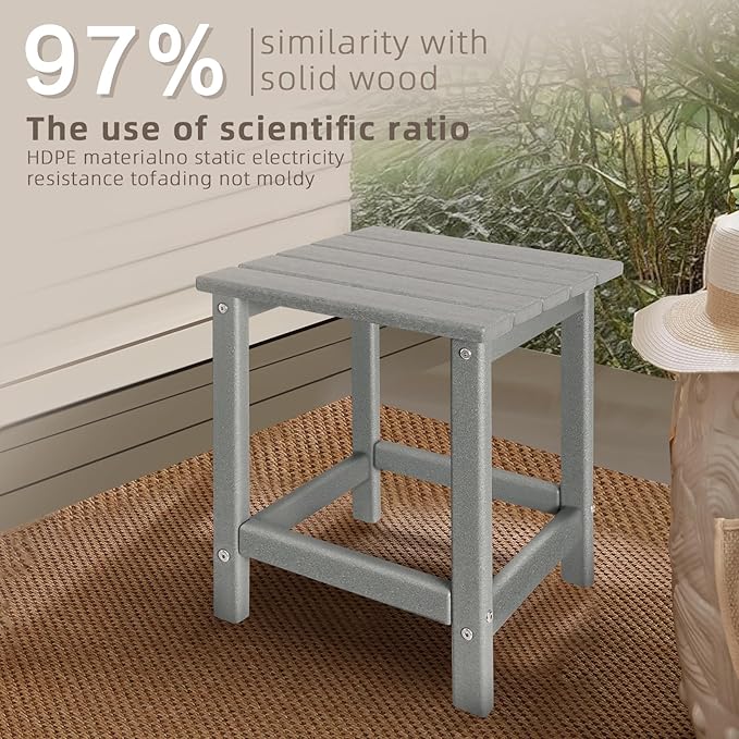 Outdoor Side Tables Adirondack, HDPE Small Table for Patio, Outside End Table for Porch, Deck, Pool - Photo 7