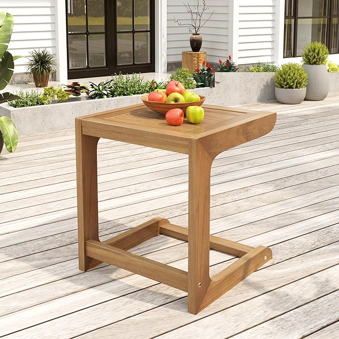 Christopher Knight Home Dessa Outdoor Side Table, Acacia Wood End Table, C Shape Small Coffee Table - Photo 1