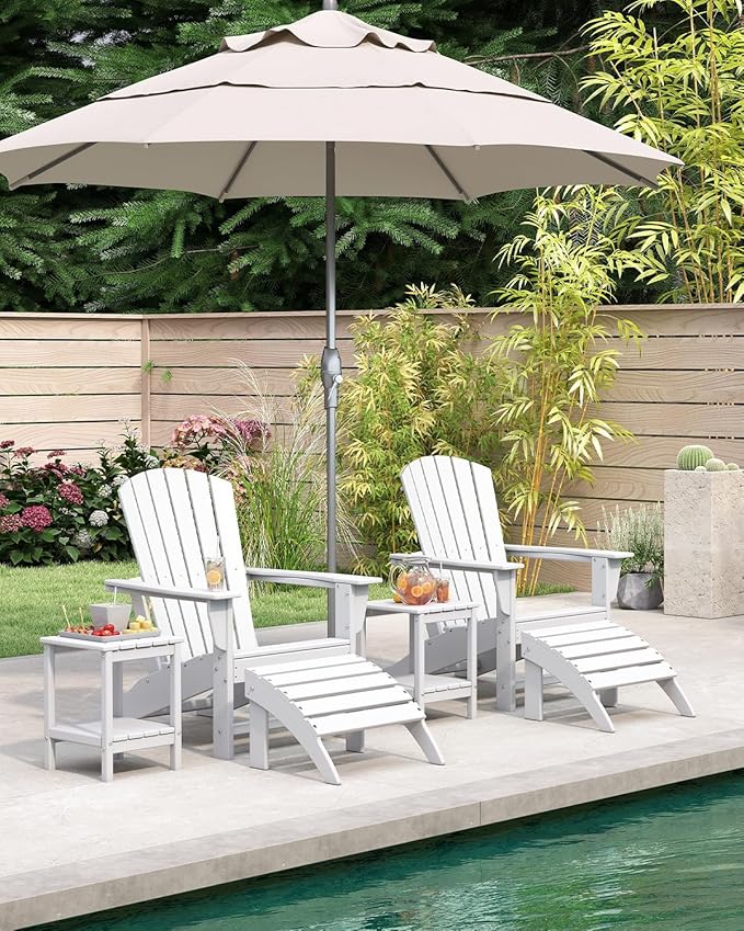 BRIOPAWS Adirondack-Chairs-Set of 4 | Fire Pit Chair | Oversized | HDPE Plastic | Weather Resistant | for Deck Outdoor Poolside Campfire | White