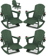 KINGYES Adirondack Rocking Chair Set of 4 with Retractable Ottoman and Cup Holders - Photo 1