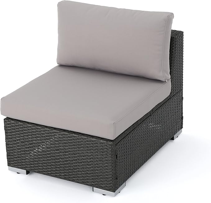 Christopher Knight Home Santa Rosa Outdoor Wicker Armless Sectional Sofa Seat with Aluminum Frame and Water Resistant - Photo 2