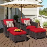 4 Pieces Patio Conversation Furniture Set - 2 Swivel Chairs, 2 Ottomans - Photo 1