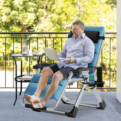 Slsy Zero Gravity Chair, Reclining Lounge Chair with Removable Cushion & Tray for Indoor and Outdoor, Patio Recliner Folding Reclining Chair