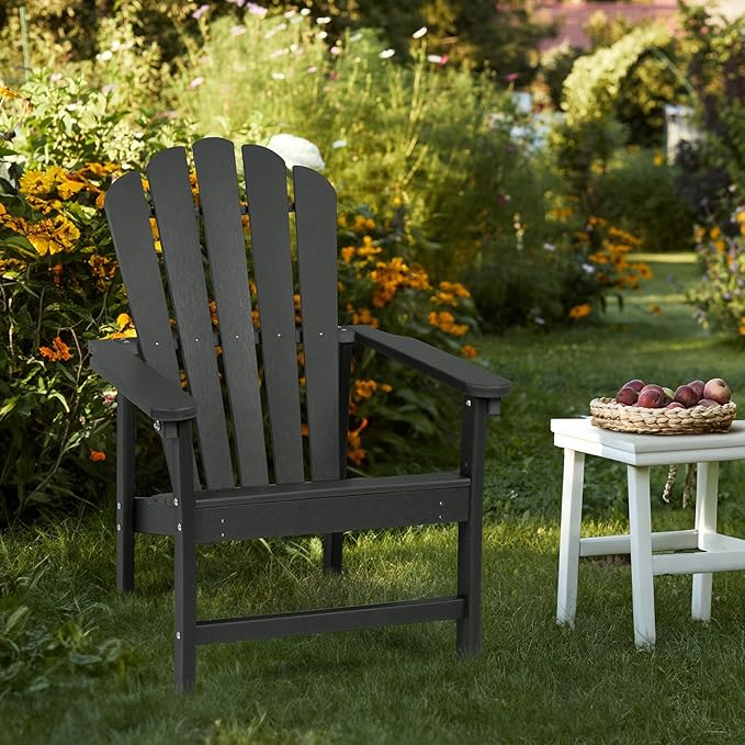 Stackable Adirondack Chair, Space Saving HDPE All-Weather Fire Pit Chairs for Outdoor Lawn Porch Deck