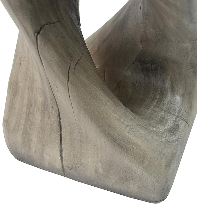 Faux Concrete Side Table Outdoor Patio Square Side Table Faux Stone End Table Small Coffee Table Faux Wood Stump Accent Tables, Garden Stool Plant Stand for Porch, Backyard Grey