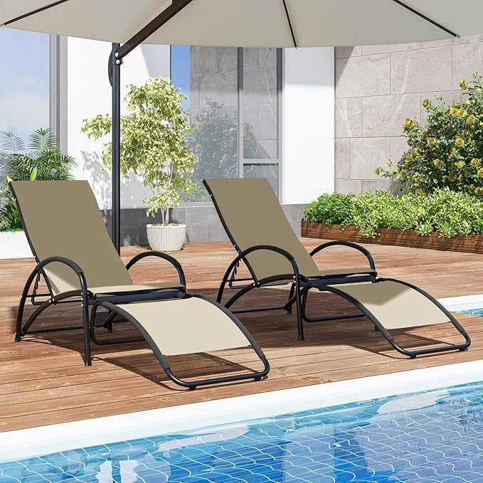 Giantex 2-in-1 Outdoor Rocking Chair, Convertible Lounge Chair with 4-Position Adjustable Backrest, Curved Armrests - Photo 4