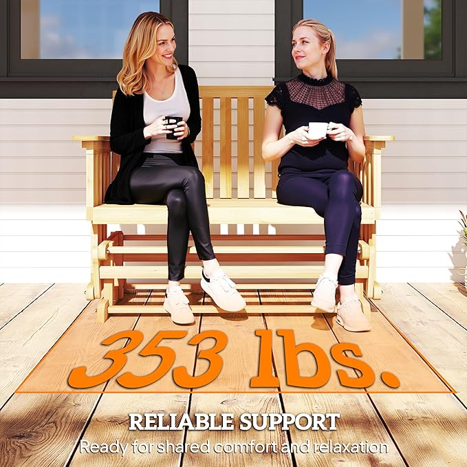 Outsunny 2-Person Patio Swing Glider Bench with Quick Drying Design and Wide Armrest - Photo 7