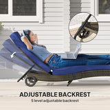 Outsunny Wicker Chaise Lounge Chair Outdoor with Wheels & Cushion - Photo 5