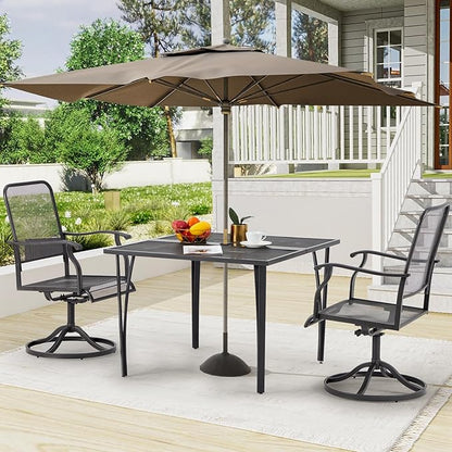 AECOJOY 39.4" Outdoor Patio Dining Table for 4, Square Metal Patio Table with 1.6" Umbrella Hole, All-Weather Resistant Outdoor Furniture Tables for Patio, Backyard, Garden, Poolside (Dark Grey)