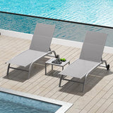 Domi Chaise Lounge Outdoor Set of 3, Lounge Chairs for Outside with Wheels - Photo 1