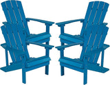 Flash Furniture Charlestown Poly Resin Adirondack Chair - Blue - All Weather - Indoor/Outdoor - Set of 4 - Photo 5