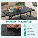 Giantex Picnic Table Bench Set for 4 People, 4.5FT Outdoor Rectangular Dining Table & 2 Benches w/Umbrella Hole - Photo 9