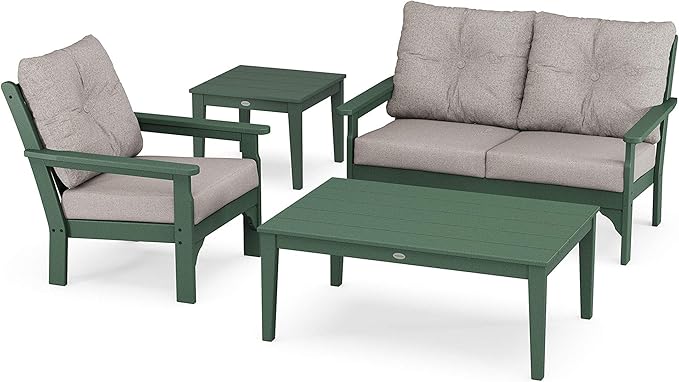 Vineyard 4-Piece Deep Seating Set (Green/Weathered Tweed)