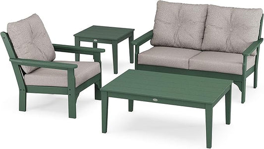 Vineyard 4-Piece Deep Seating Set (Green/Weathered Tweed)