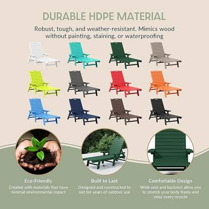 WestinTrends Malibu Poly Reclining Chaise Lounge (Set of 2) Dark Green