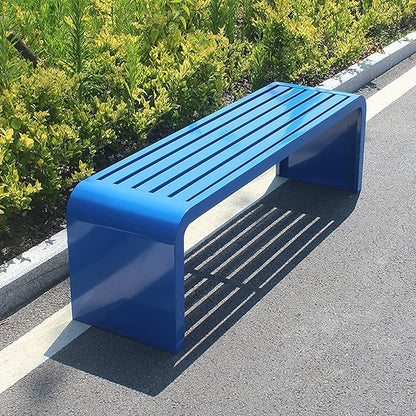 Outdoor Patio Garden Bench, Metal Bench, All-Weather Outdoor Park Bench, for Garden, Porch, Park, Balcony, Outside, Load Capacity 660lbs(Color:Blue,Size:120cm/47in)