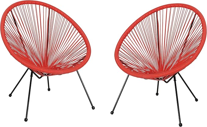 Christopher Knight Home Outdoor Hammock Weave Chair with Steel Frame (Set of 2) - Orange and Black Finish - Photo 1