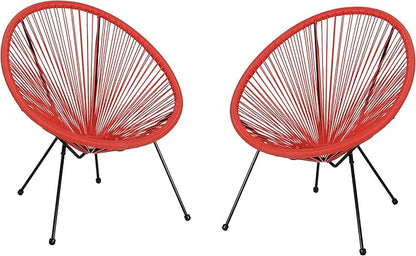 Christopher Knight Home Outdoor Hammock Weave Chair with Steel Frame (Set of 2) - Orange and Black Finish