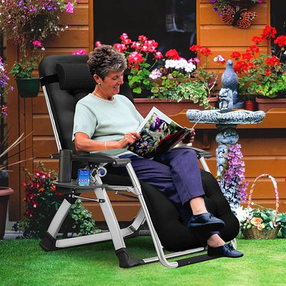 MOPHOTO Zero Gravity Chair, Outdoor Padded Lounge Chair with Side Table, Zero Gravity Recliner Chair, Outdoor Reclining Chair, Sturdy & Comfortable, Supports up to 440lbs