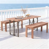 ERGOMASTER Wooden Outdoor Bench Set of 1, 2-Person Patio Backless Garden Benches - Photo 6