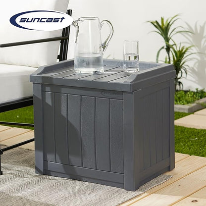 Suncast 2 Pack Small Deck Box Storage w/ Bench Seat for Indoor & Outdoor Use, 22 Gal., Cyberspace